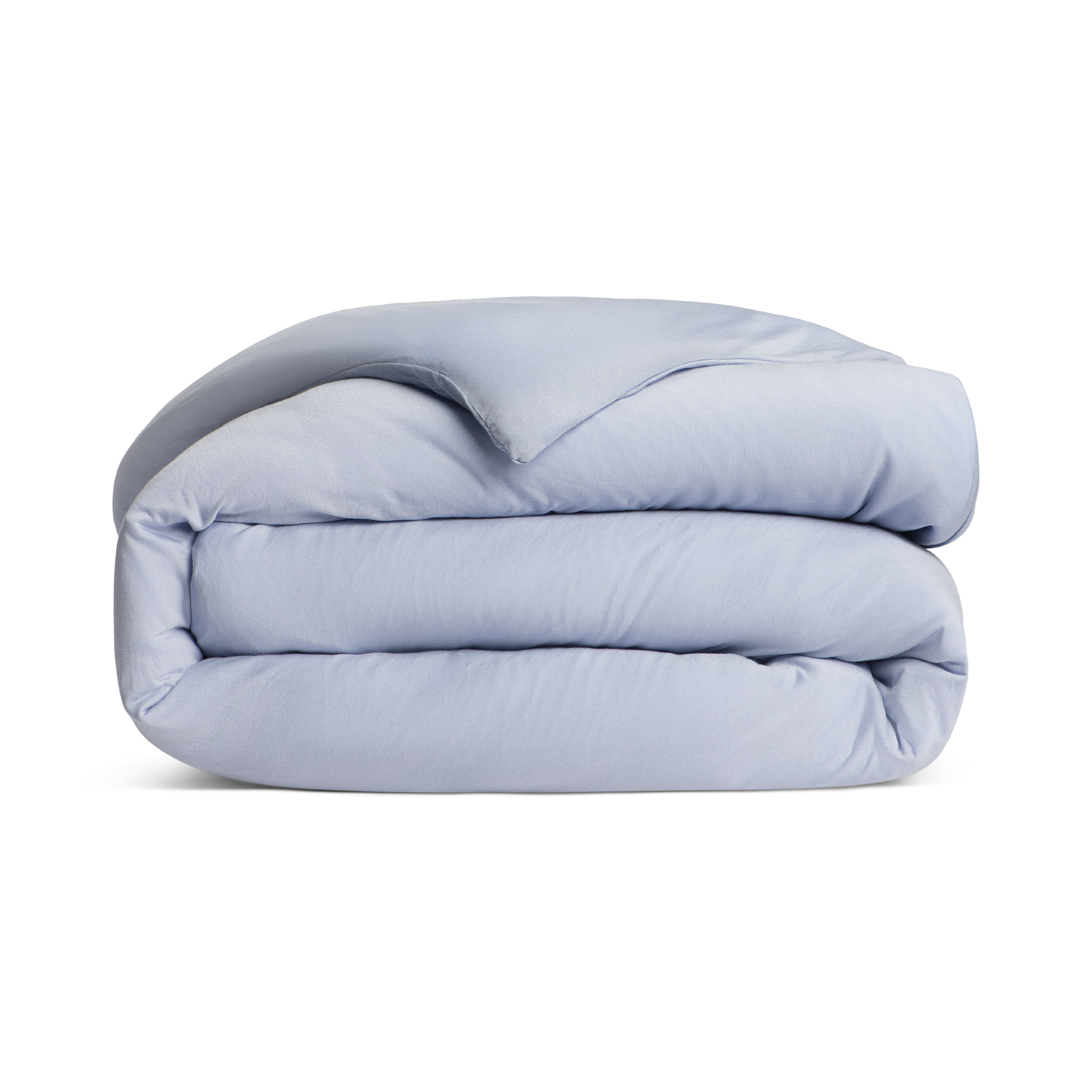 Folded light blue comforter png no background