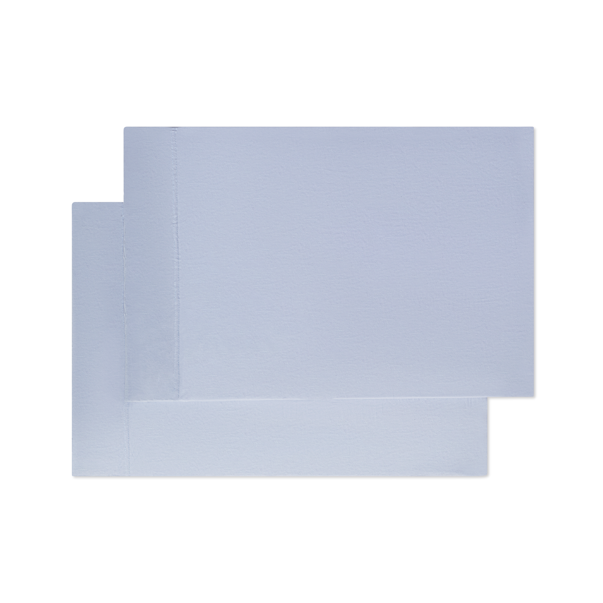 Two light blue pillowcases on top of each other flat laying image png