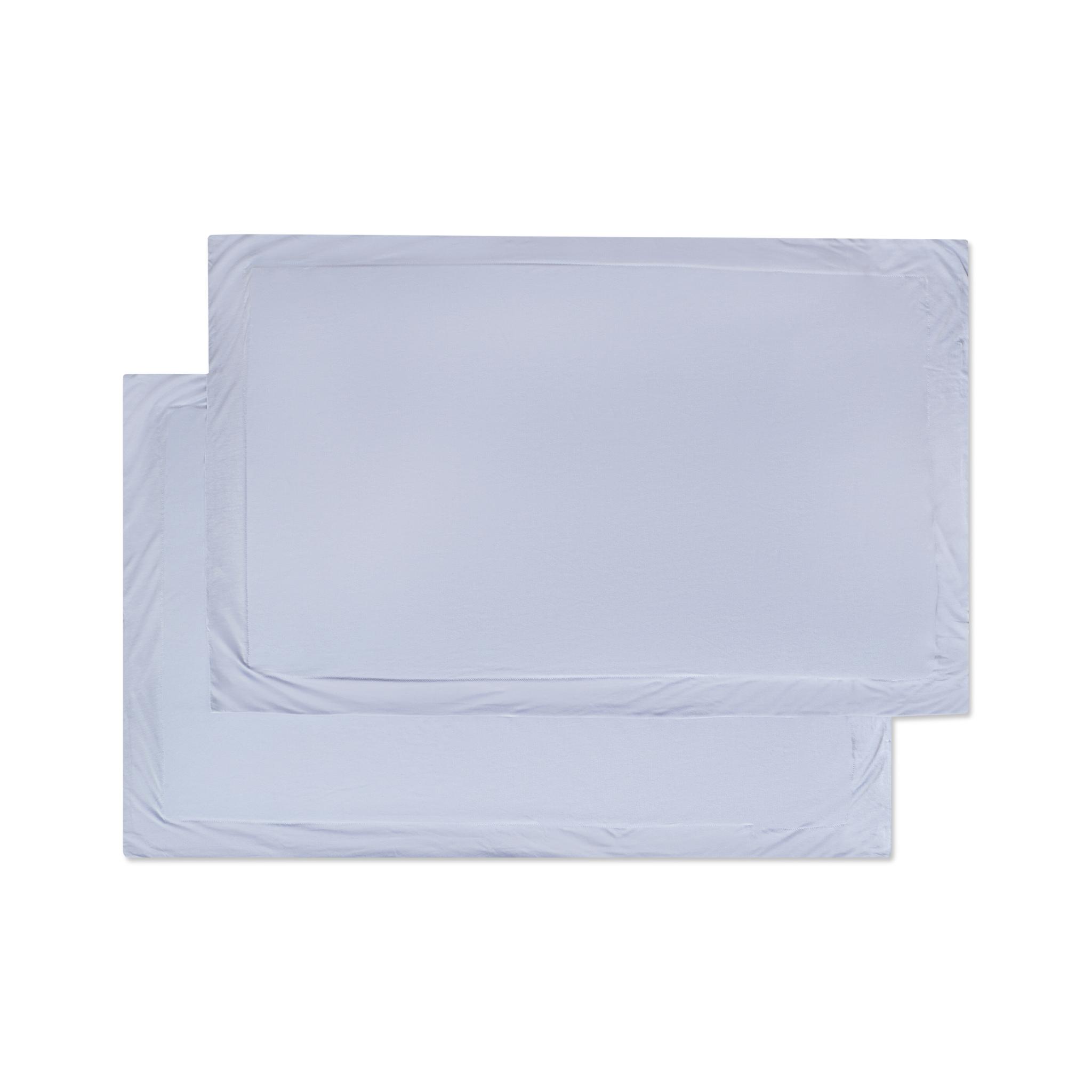 two blue shams flat lay top down