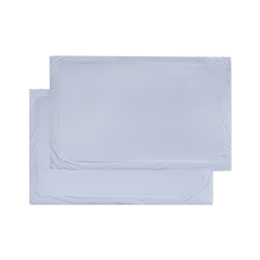 two blue shams flat lay top down