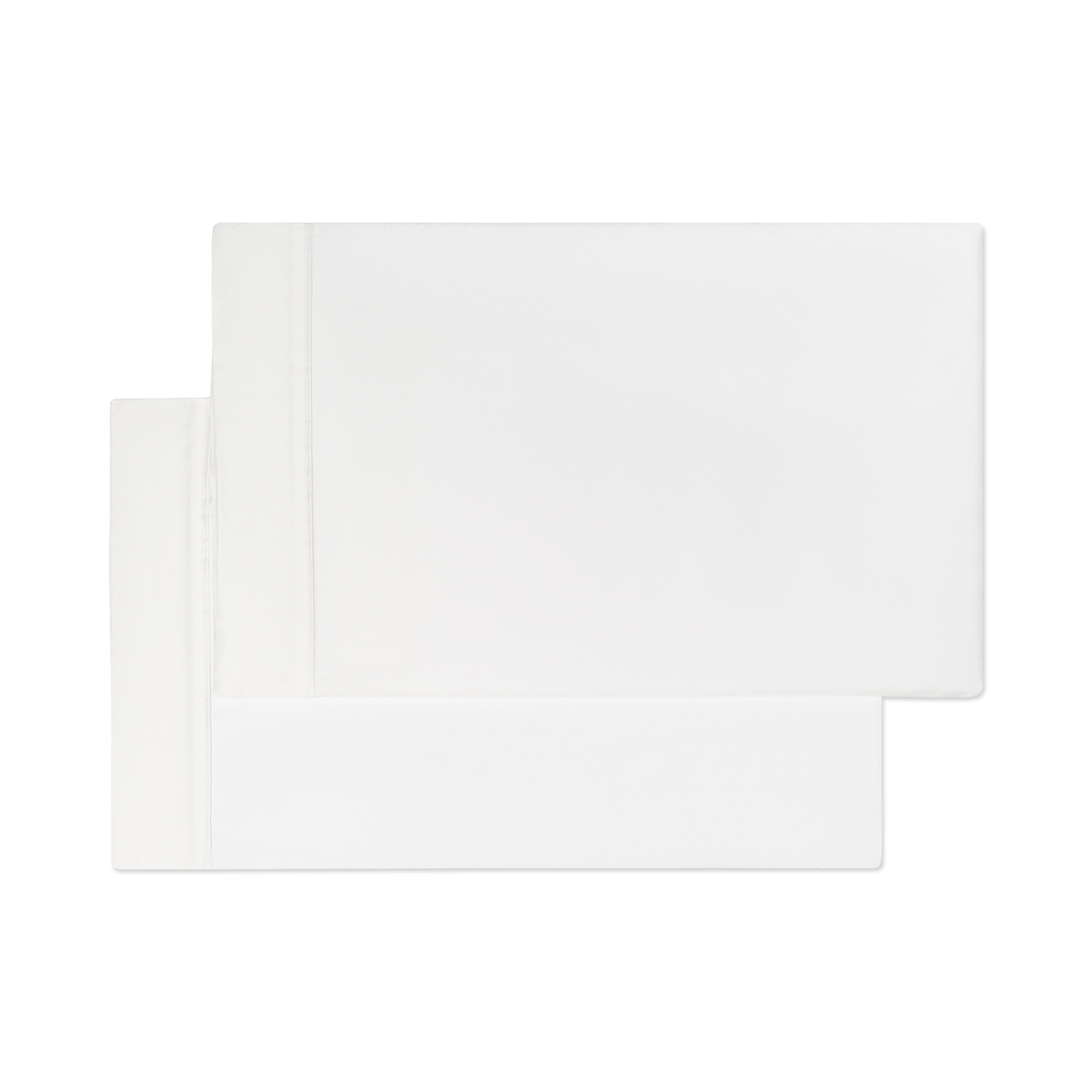A set of two ivory white sateen pillowcases with a hemstitch design.