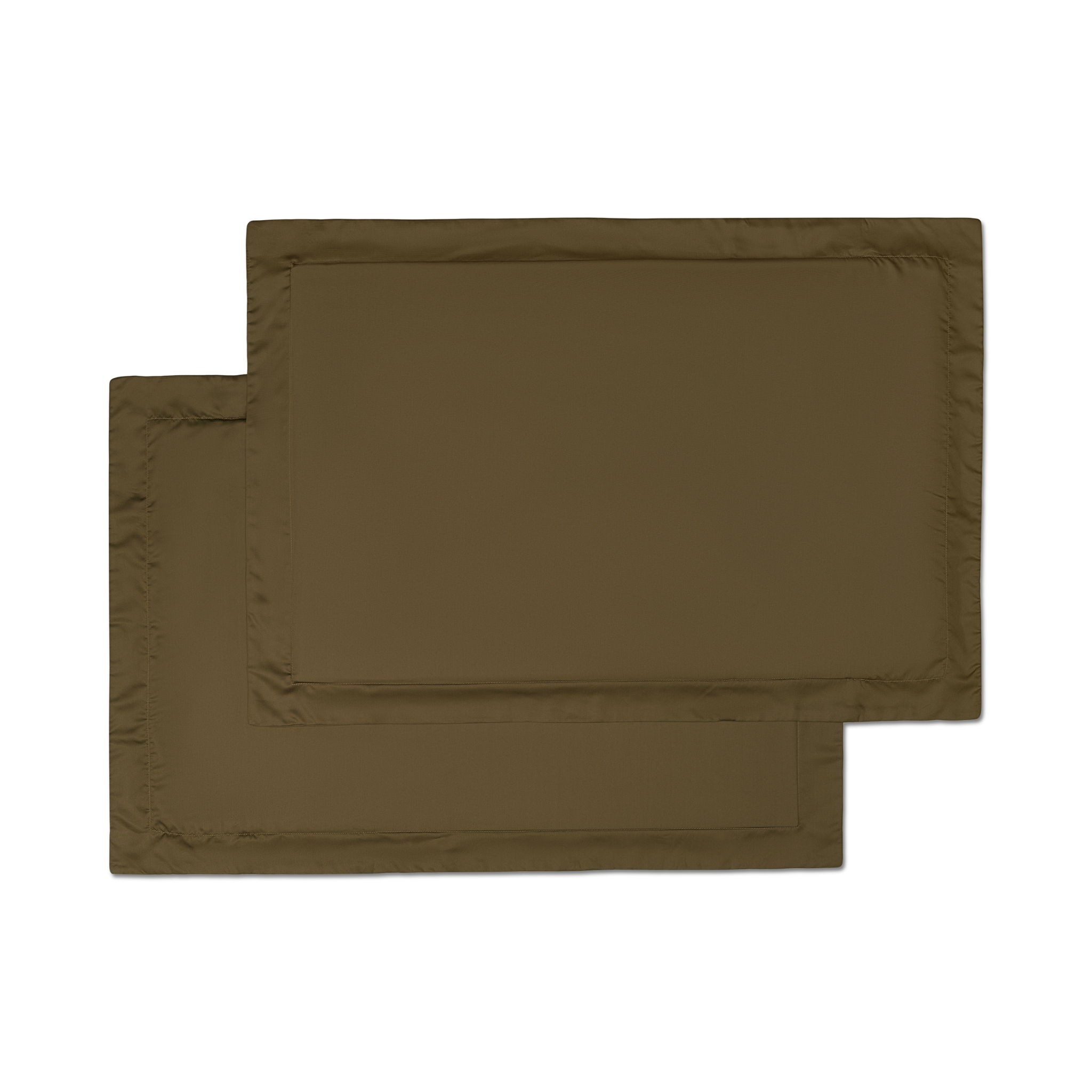 two sateen forest green pillowcase shams flat lay 